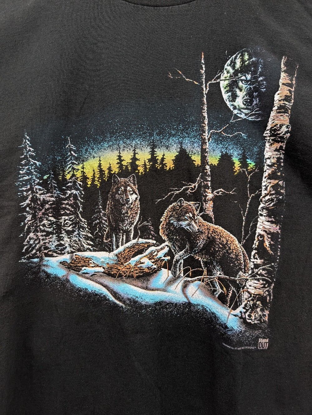 Vintage Single Stitch '93 Artist Steven Michael Gardner Wolf Moon Wilderness XL